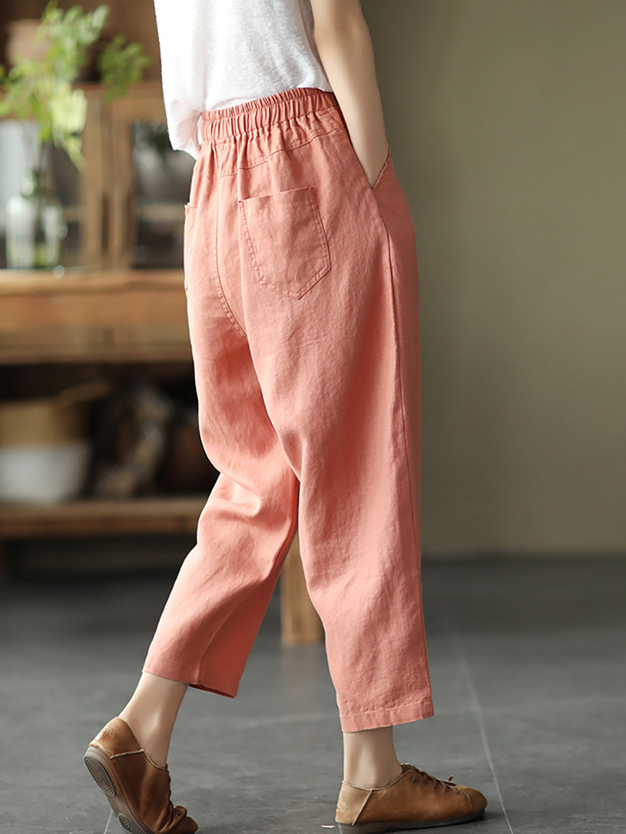 Linen Harem Pants Summer Women Pure Color