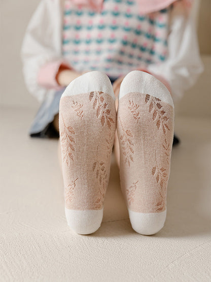 Summer Leaf Women Pairs Socks Cotton 5