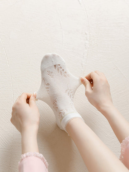 Summer Leaf Women Pairs Socks Cotton 5