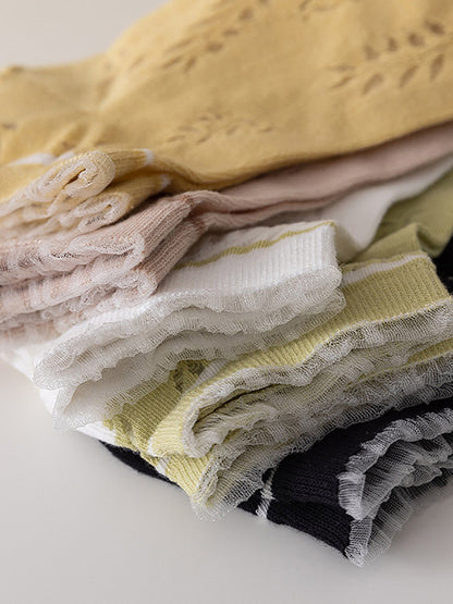 Summer Leaf Women Pairs Socks Cotton 5