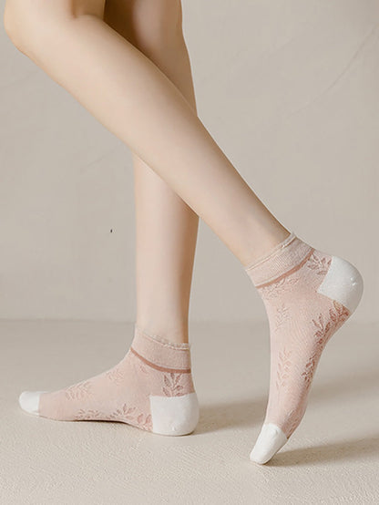 Summer Leaf Women Pairs Socks Cotton 5
