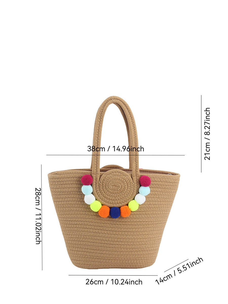 Fashion Women Pendant Shoulder Bag Ball Colorful Cotton