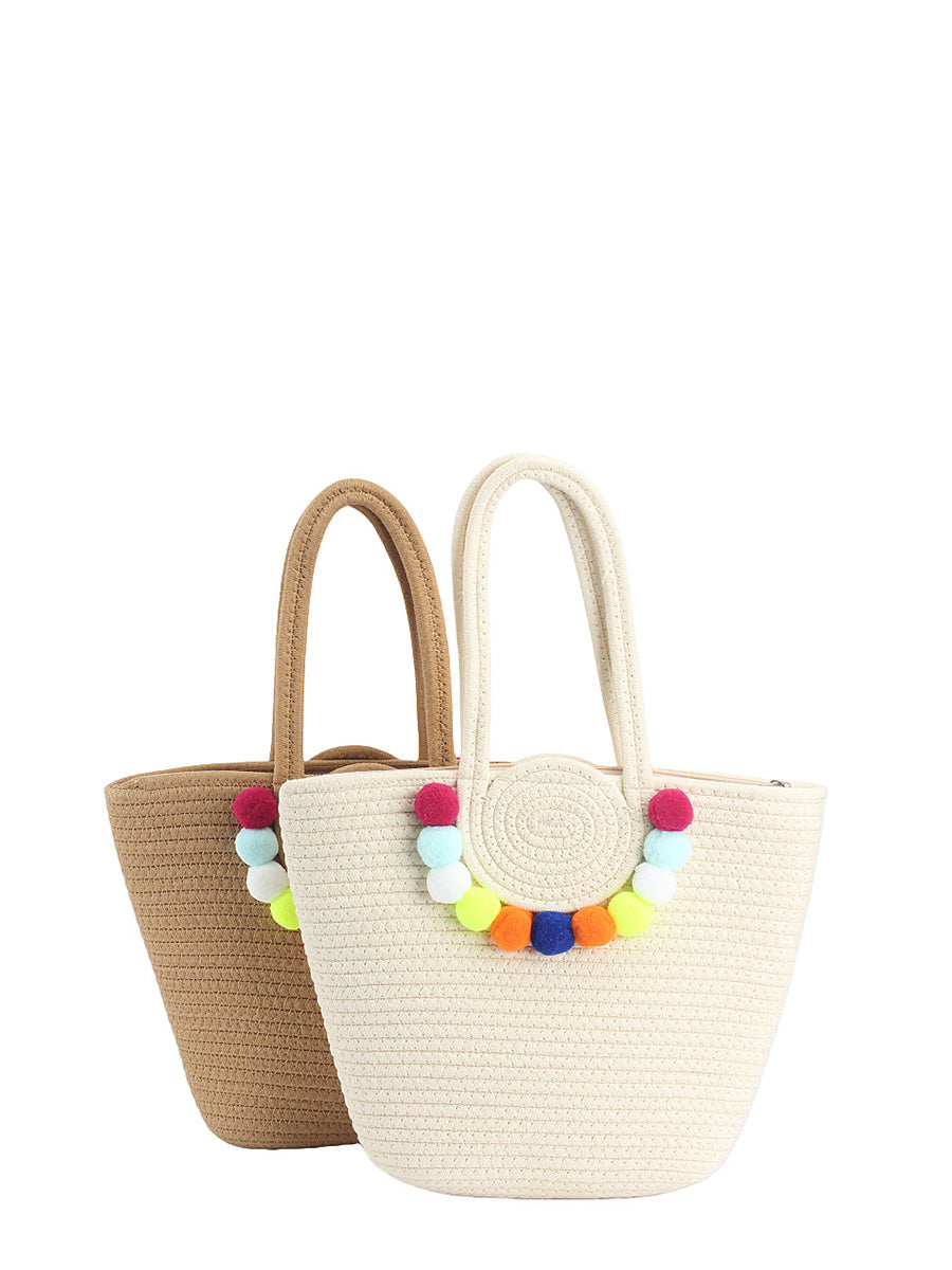 Fashion Women Pendant Shoulder Bag Ball Colorful Cotton