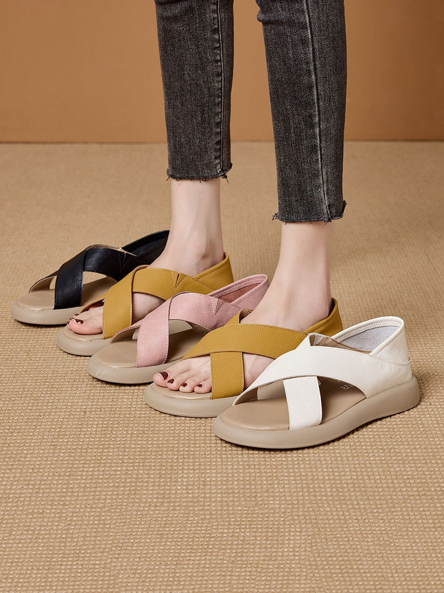 Casual Summer Pure Leather Color Slippers Women