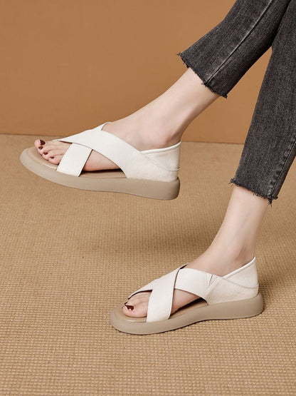 Casual Summer Pure Leather Color Slippers Women