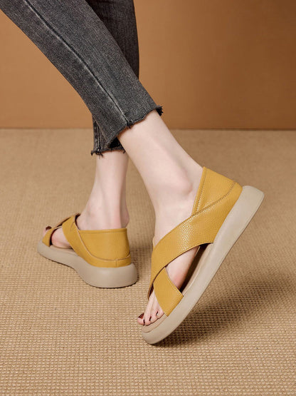 Casual Summer Pure Leather Color Slippers Women