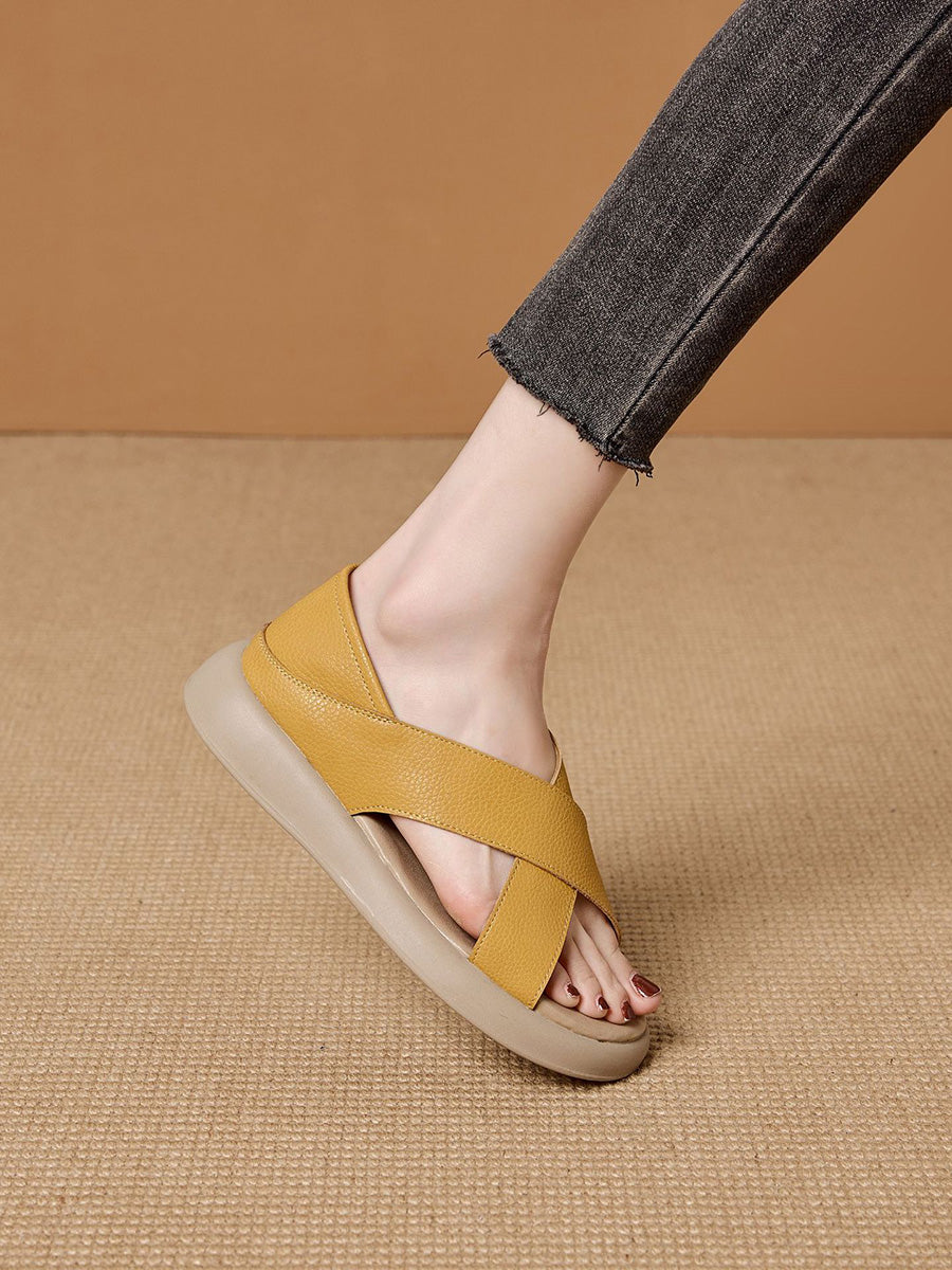 Casual Summer Pure Leather Color Slippers Women