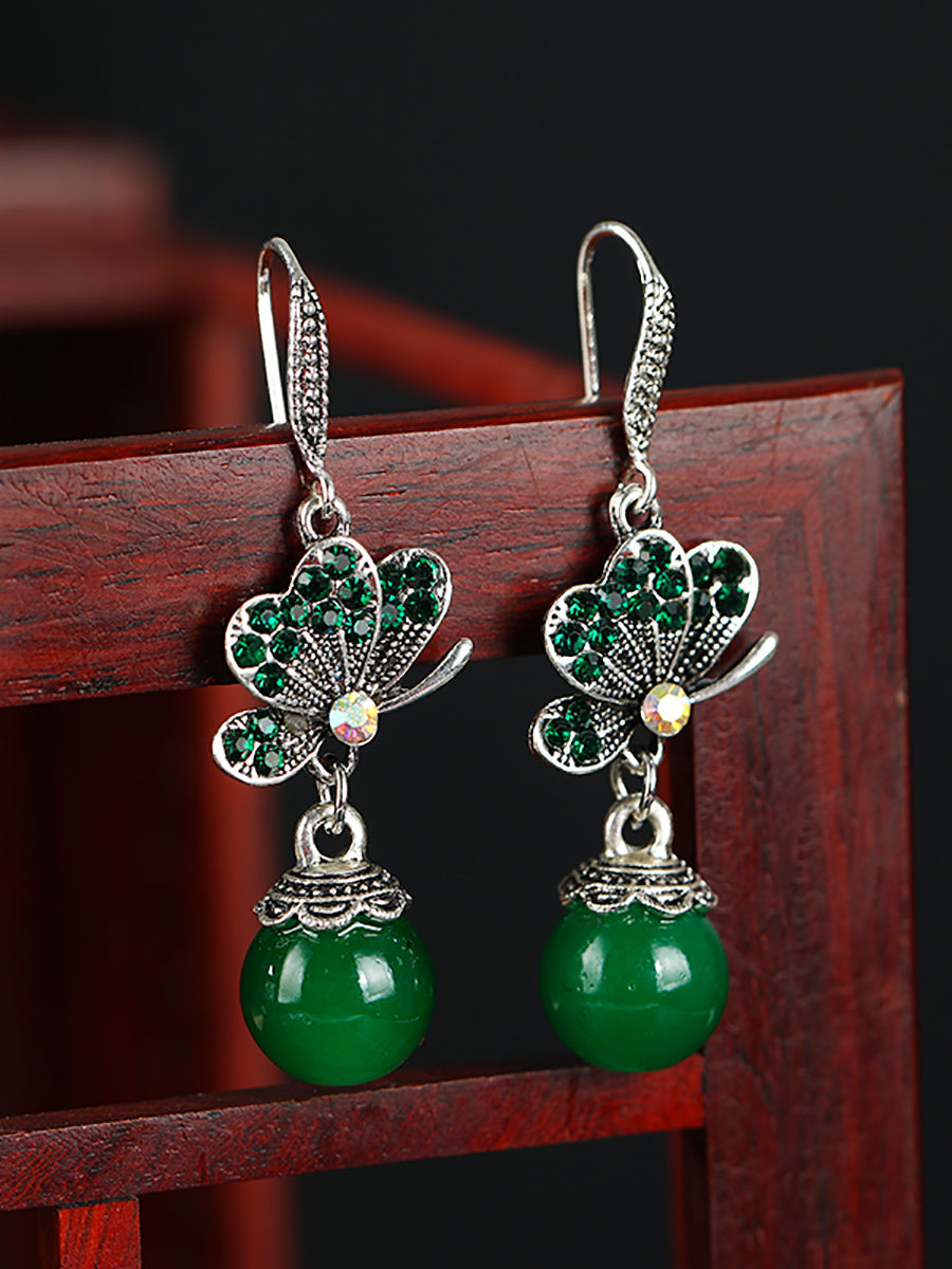 Earrings Alloy Agate Women Butterfly Vintage