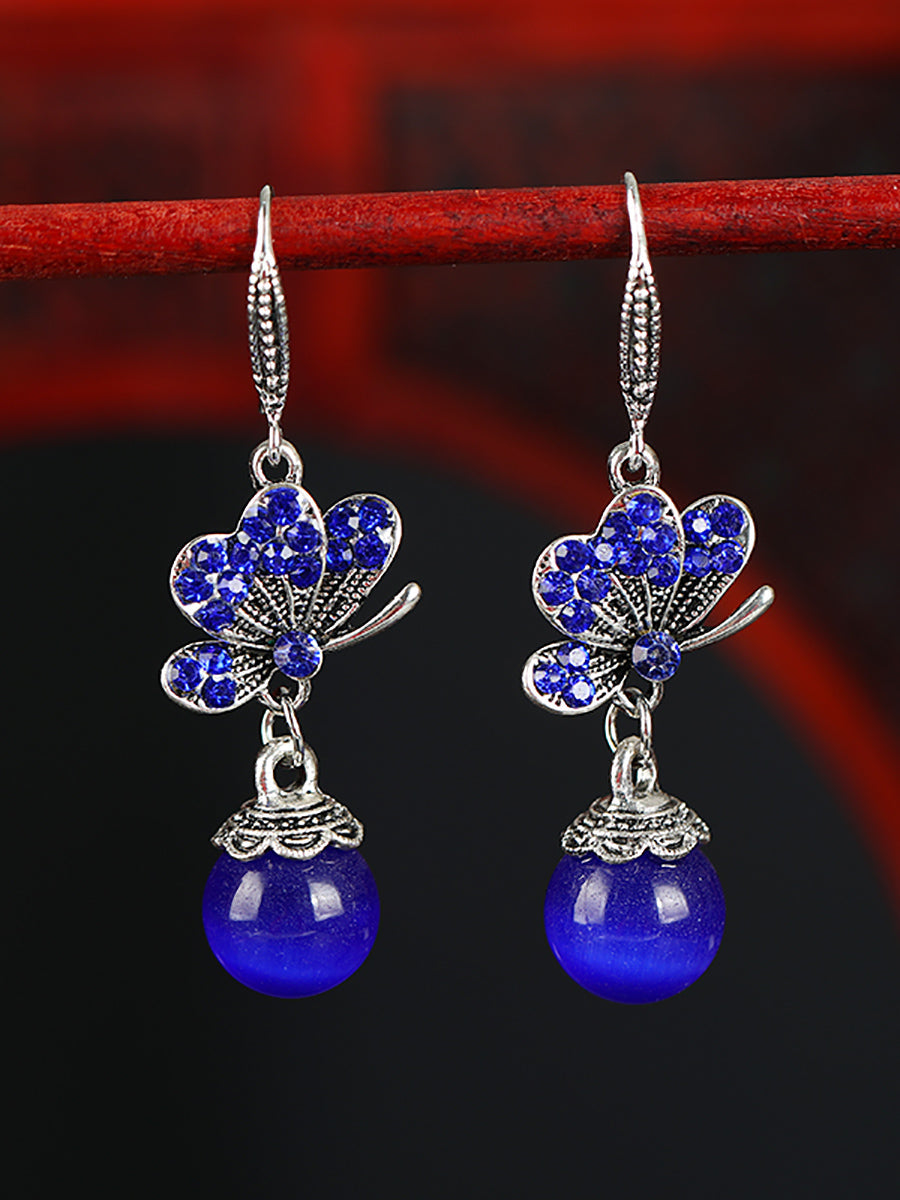 Earrings Alloy Agate Women Butterfly Vintage
