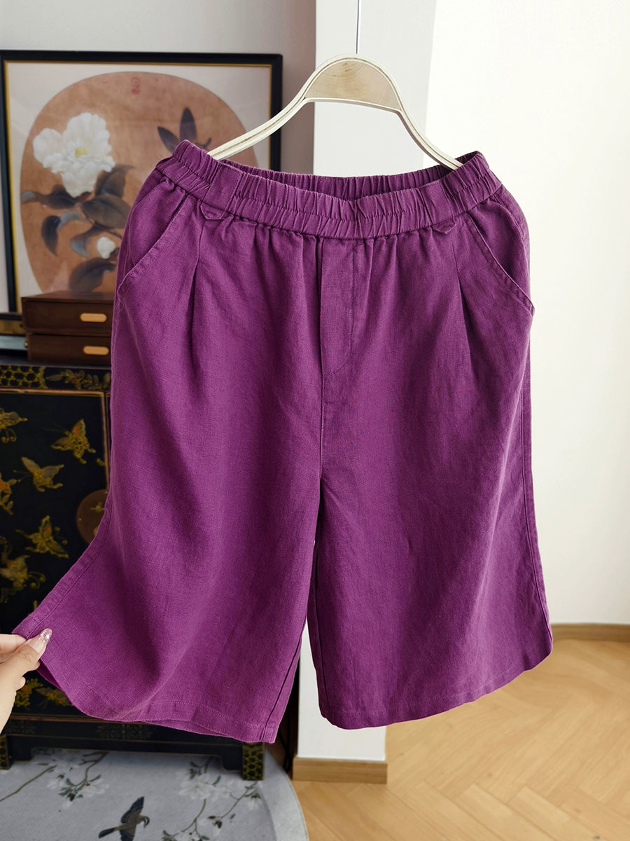 Summer Pants Pure Women 100%Linen Casual Color Fifth