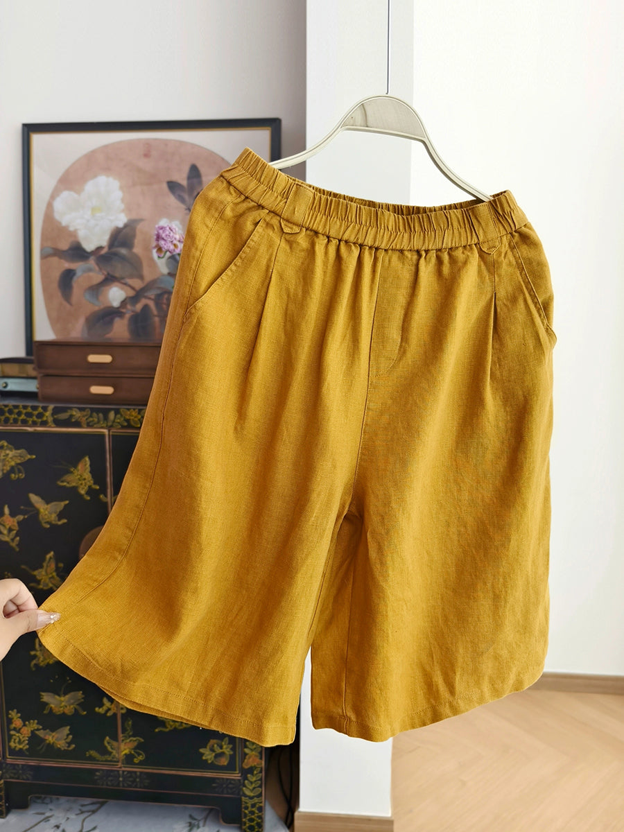 Summer Pants Pure Women 100%Linen Casual Color Fifth