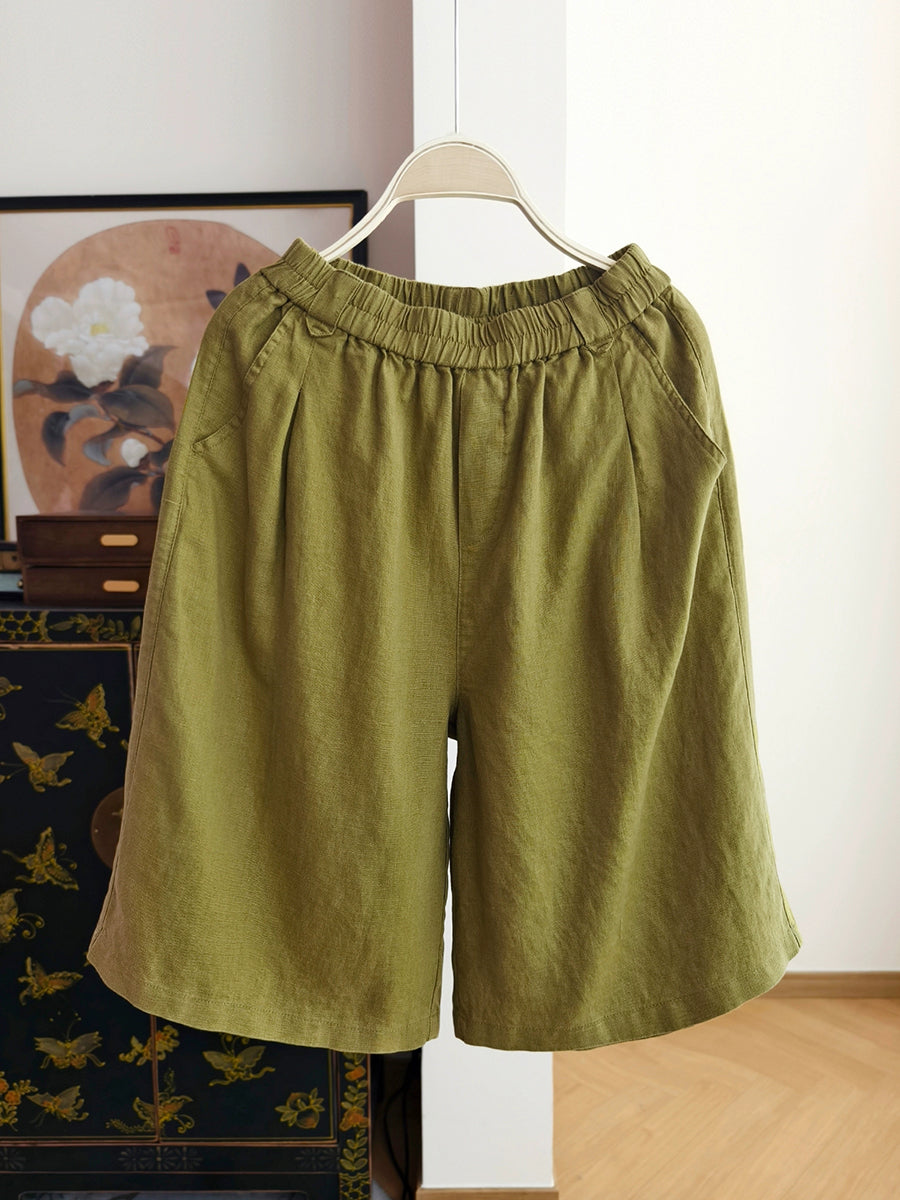 Summer Pants Pure Women 100%Linen Casual Color Fifth