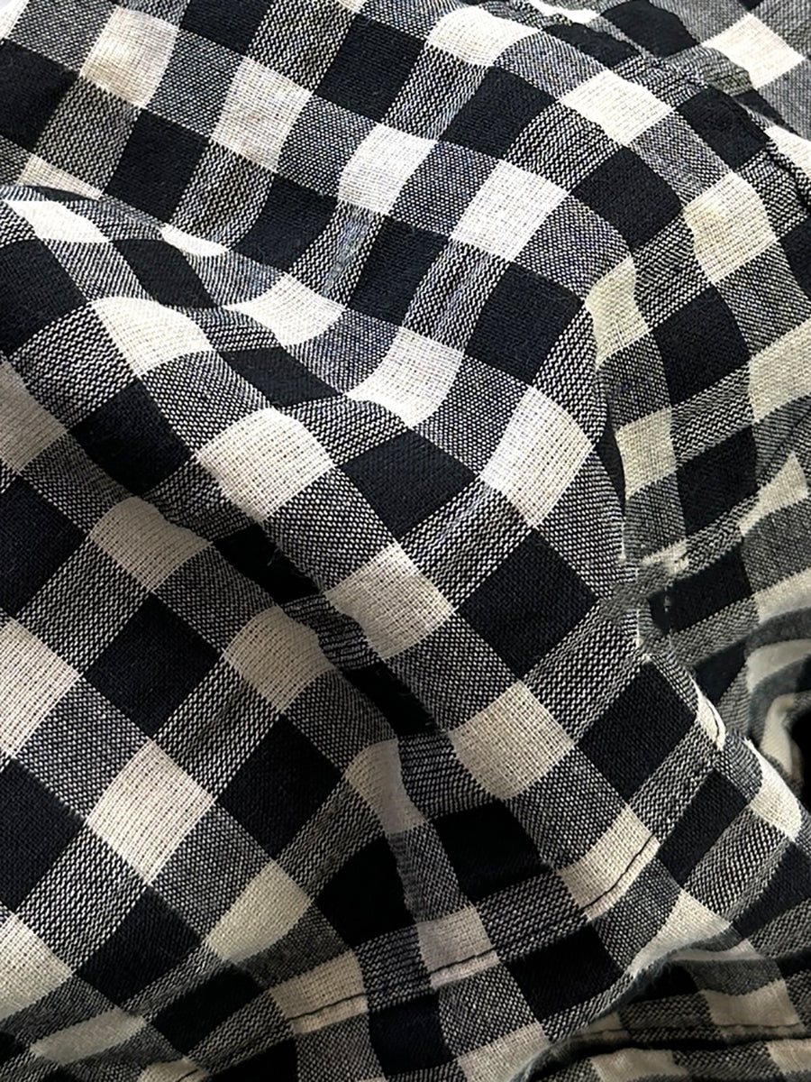 Summer V-Neck Dress Women Plaid Vintage