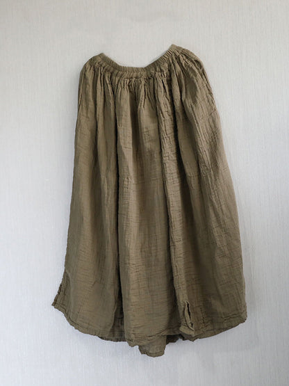 Women 100%Cotton Pure Color Retro Summer Skirt