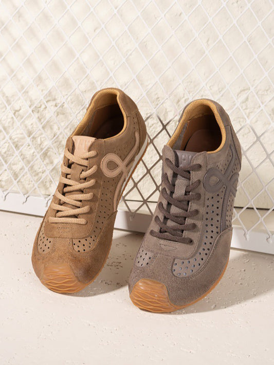 Genuine Men Sport Shoes Leather Breathable Vintage