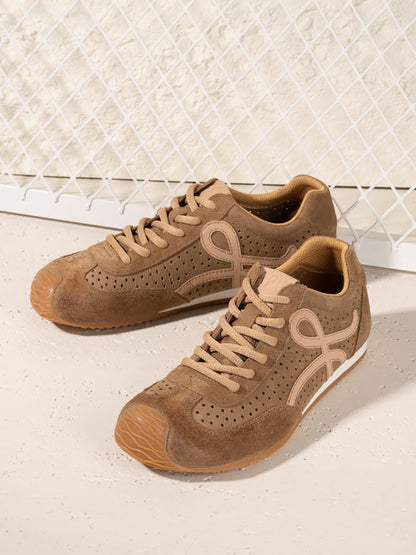 Genuine Men Sport Shoes Leather Breathable Vintage