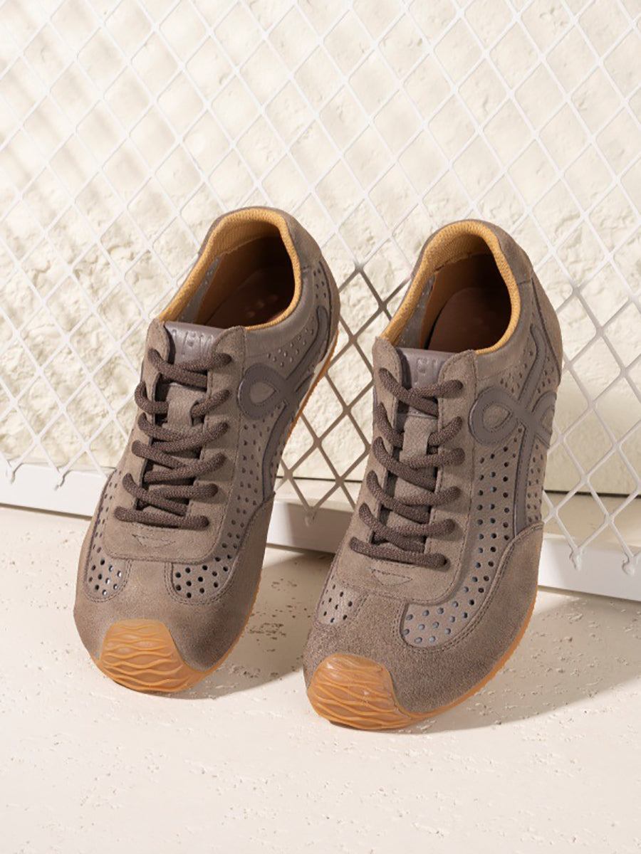 Genuine Men Sport Shoes Leather Breathable Vintage