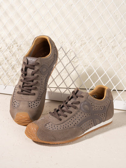Genuine Men Sport Shoes Leather Breathable Vintage