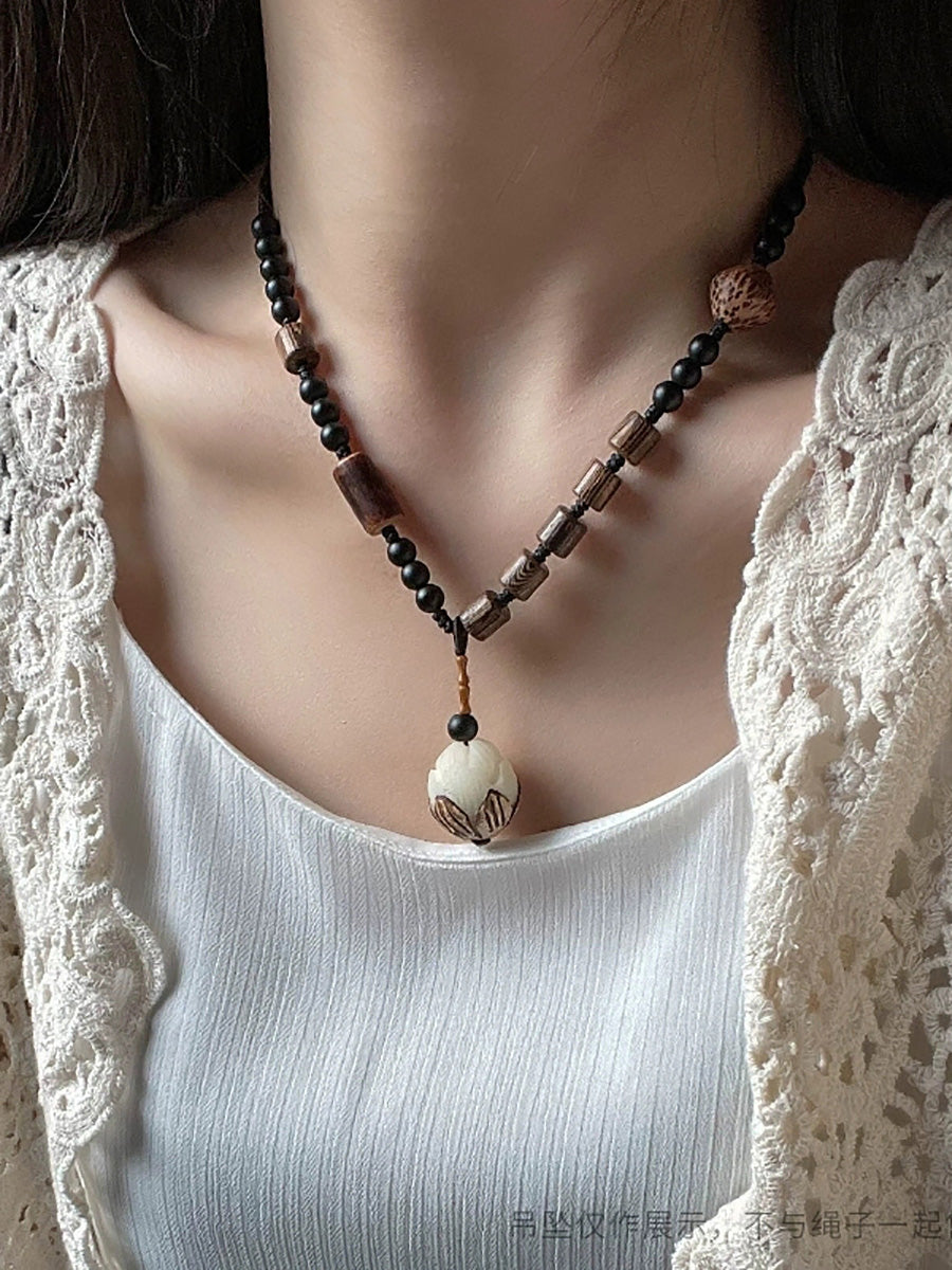 Necklace Women Bead Ethnic Wooden Bodhi