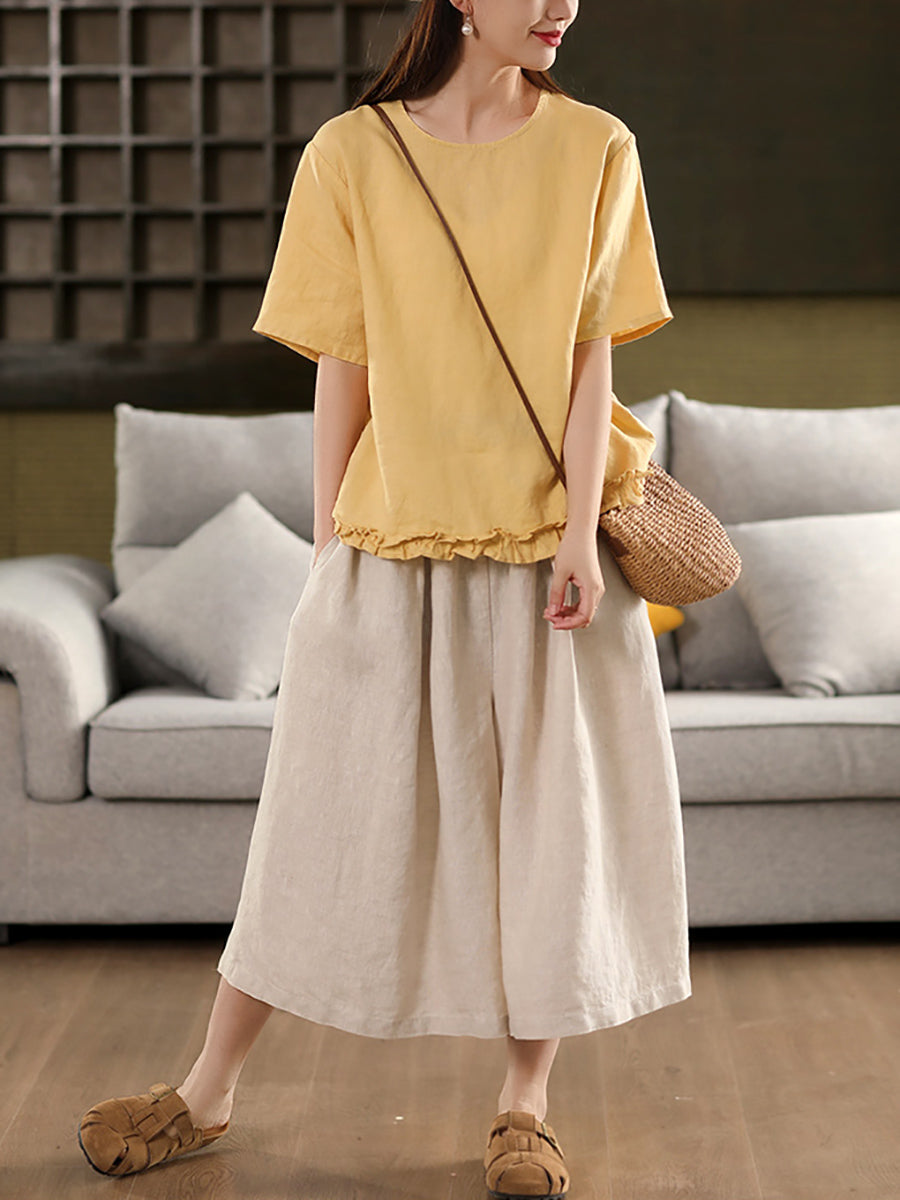 Summer Pure 100%Linen Skirt Color Women