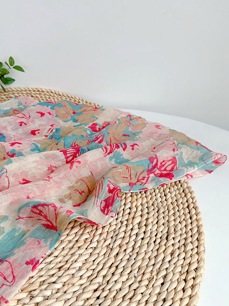 Shawl Thin Floral Artsy Scarf Summer