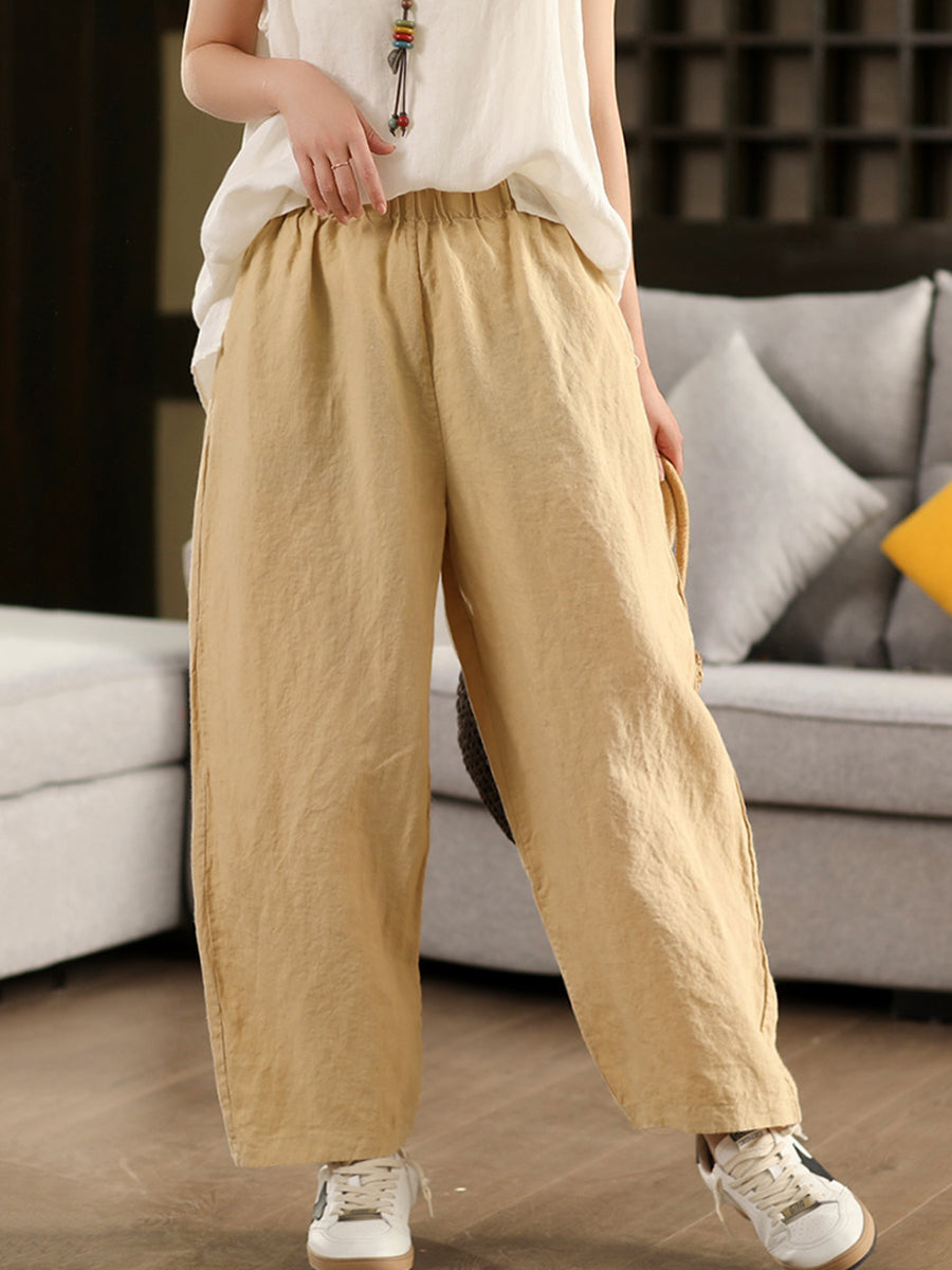 Pants 100%Hemp Casual Color Women Summer Straight Pure