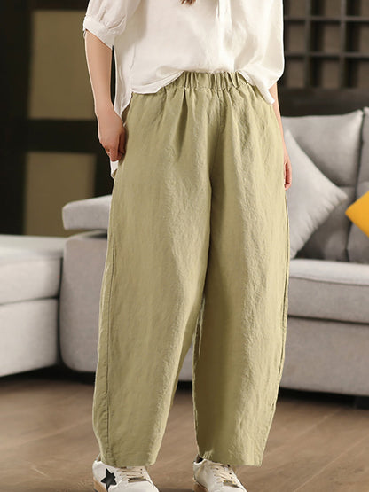 Pants 100%Hemp Casual Color Women Summer Straight Pure