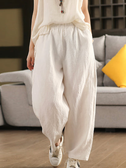 Pants 100%Hemp Casual Color Women Summer Straight Pure