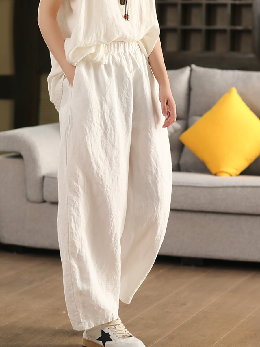 Pants 100%Hemp Casual Color Women Summer Straight Pure