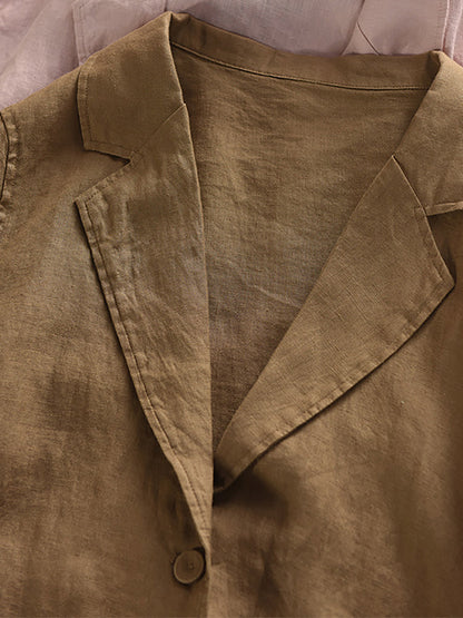 Color Summer Pure Artsy Women Coat Shirt 100%Linen