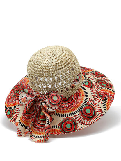 Weave Sunproof Flower Summer Hat Bohemia Women Spliced