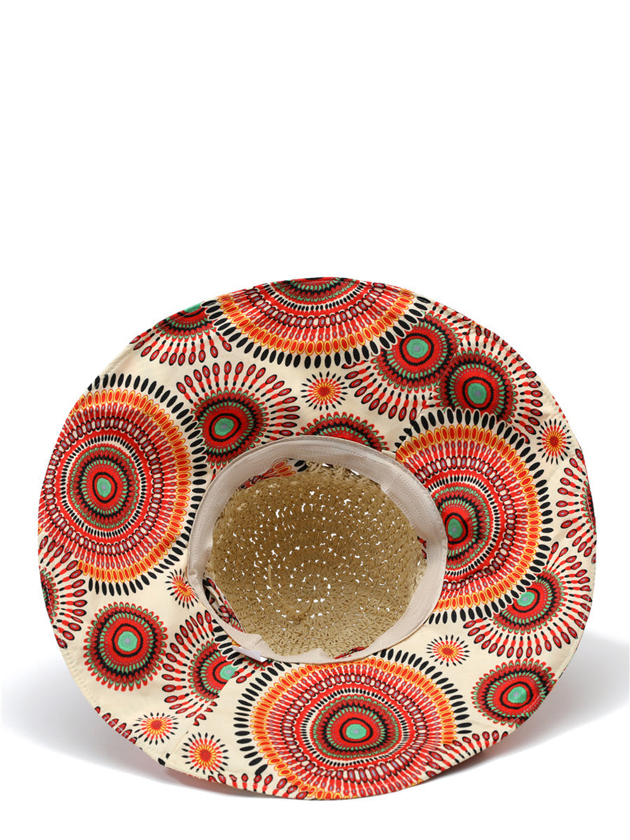 Weave Sunproof Flower Summer Hat Bohemia Women Spliced