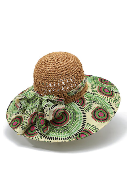 Weave Sunproof Flower Summer Hat Bohemia Women Spliced