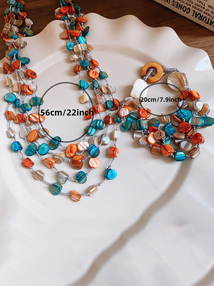 Stone Colorful Shell Necklace Bohemia Multilayer