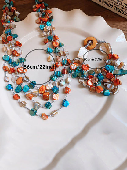 Stone Colorful Shell Necklace Bohemia Multilayer