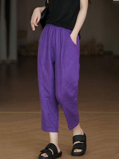Pure Summer Harem Casual 100%Linen Pants Color Women