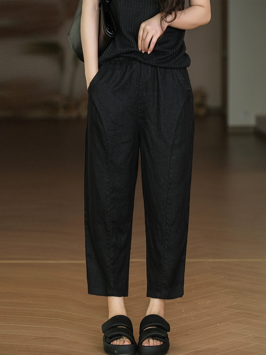 Pure Summer Harem Casual 100%Linen Pants Color Women