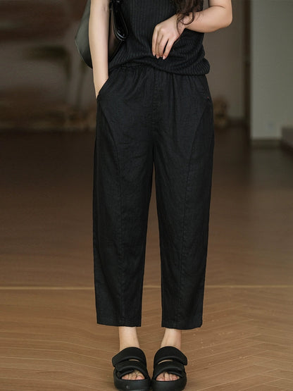 Pure Summer Harem Casual 100%Linen Pants Color Women