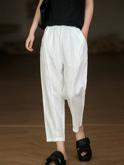 Pure Summer Harem Casual 100%Linen Pants Color Women