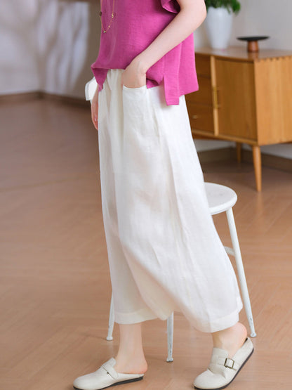 Summer Straight Women Color Pure Skirt Linen