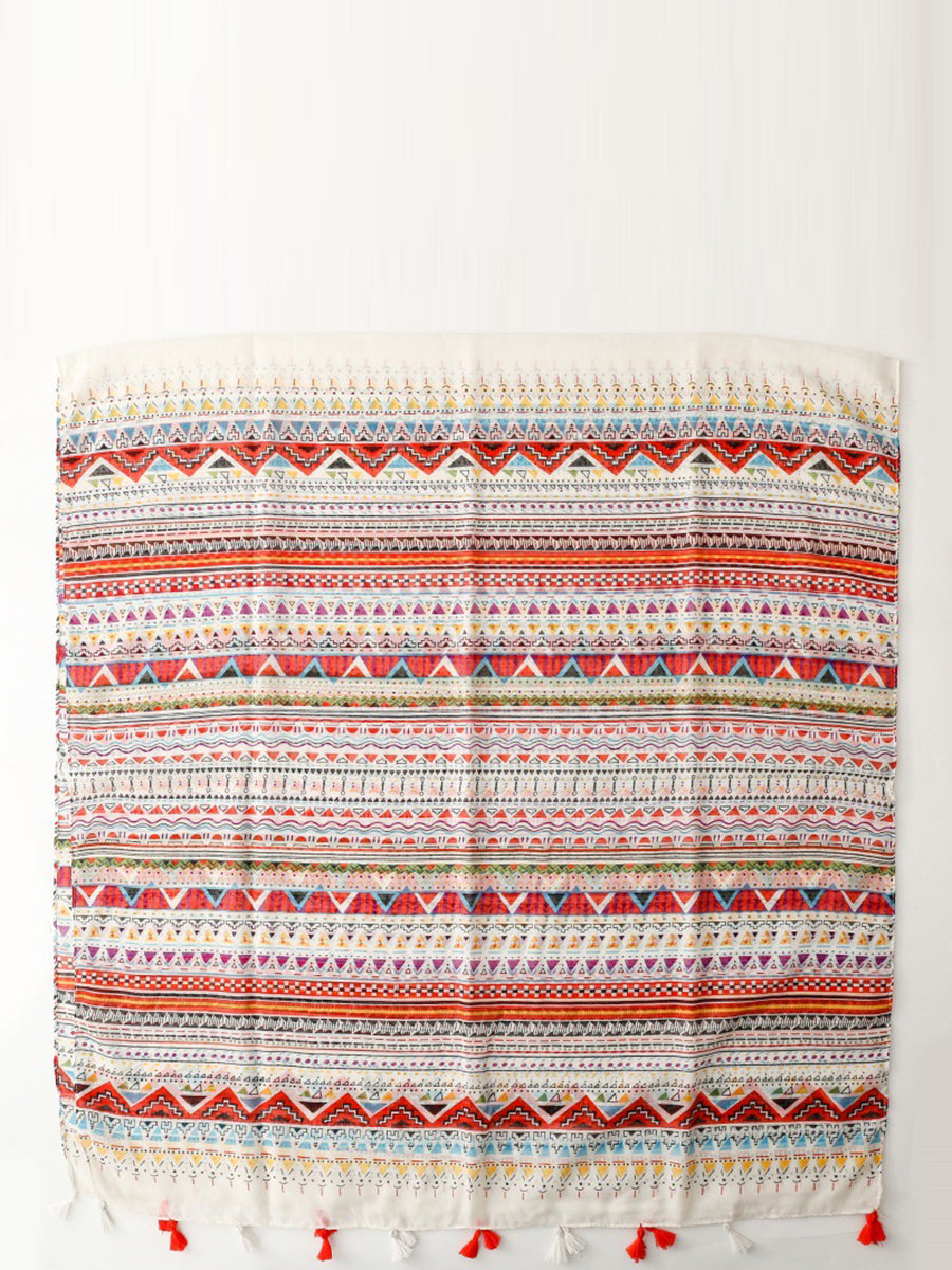 Shawl Tassel Print Bohemia Geometric Women Scarf