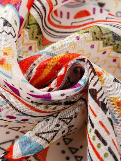 Shawl Tassel Print Bohemia Geometric Women Scarf