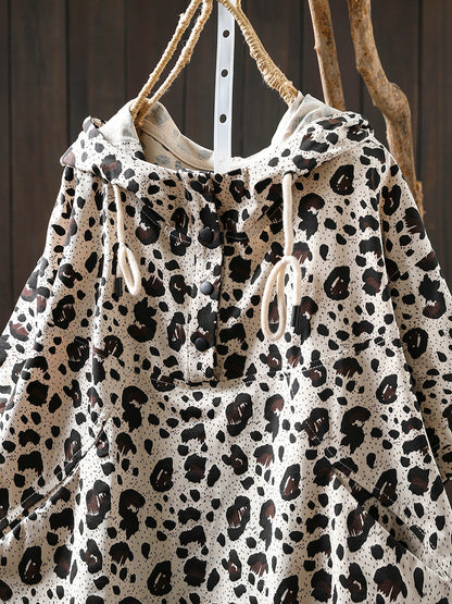 Summer Hooded Shirt Leopard Women Artsy