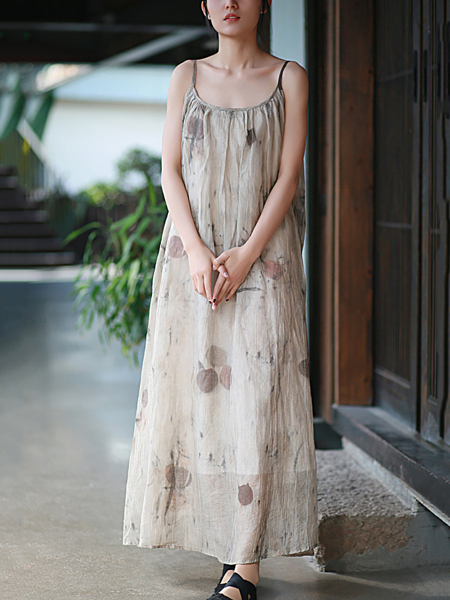 Vest Summer O-Neck Women Artsy Dress Dyeing