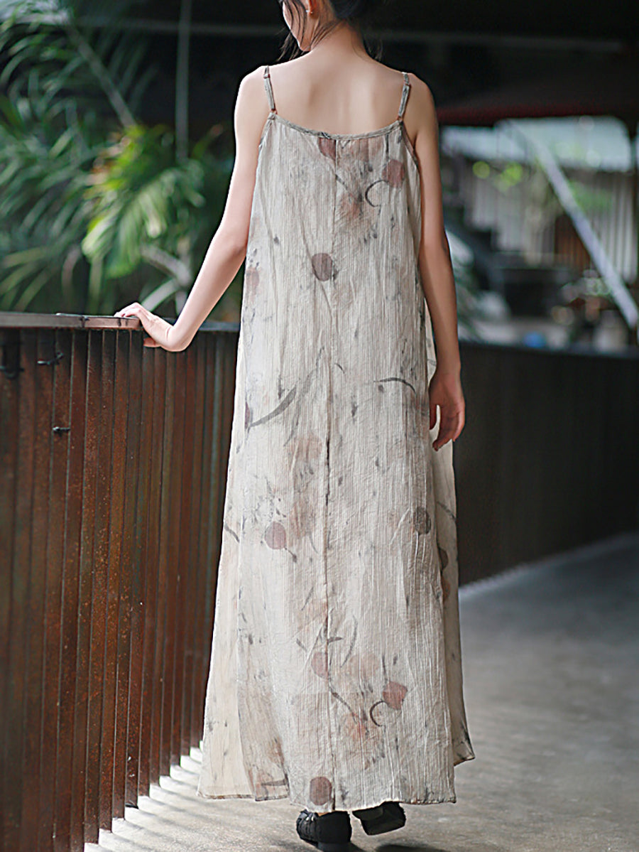 Vest Summer O-Neck Women Artsy Dress Dyeing