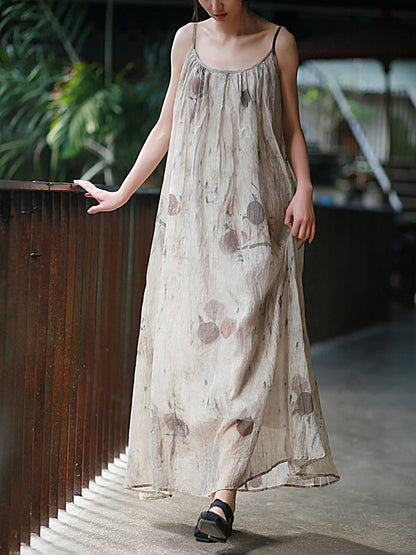 Vest Summer O-Neck Women Artsy Dress Dyeing