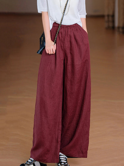 Pants Pure Straight Women 100%Linen Summer Color