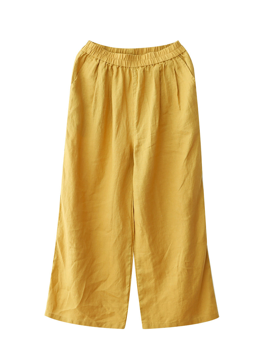 Pants Pure Straight Women 100%Linen Summer Color