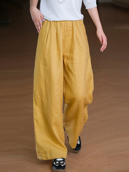 Pants Pure Straight Women 100%Linen Summer Color