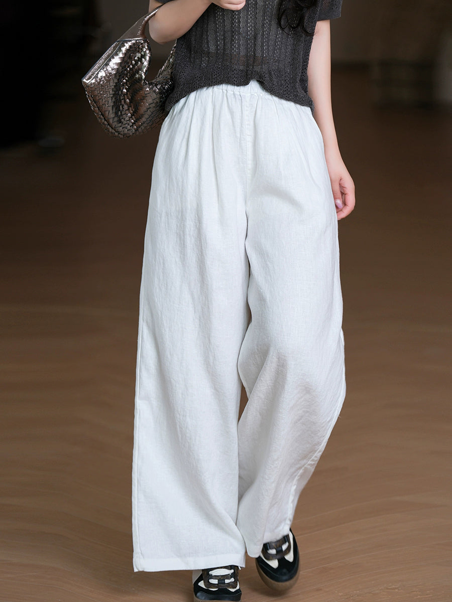 Pants Pure Straight Women 100%Linen Summer Color